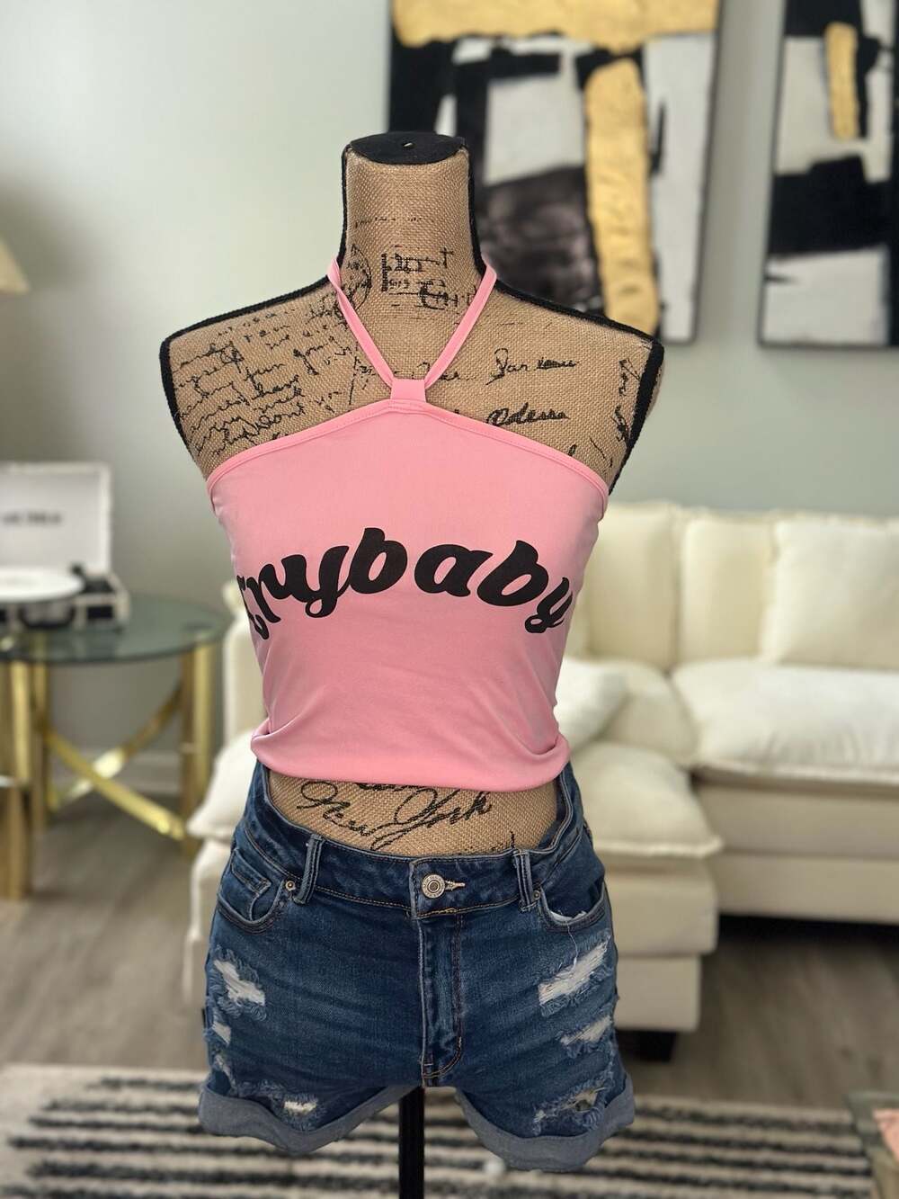 Crybaby Pink Halter Neck Crop Top Size S